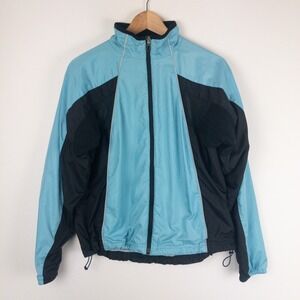 LL Bean Rain Jacket Womens M Blue Mesh Full Zip Outdoors‎ Wind Breaker Style